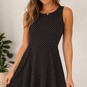 The Limited 6 Blue Polka Dot A-line Dress.  Fully Lined Sleeveless Work Layer